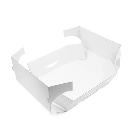 Weiße große faltbare Kuchenbox aus Karton