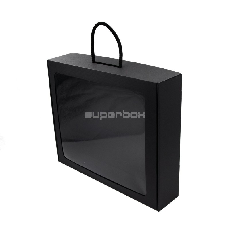 Black Large Gift Box of Suitcase Type with Window and Handle Black Large Gift Box of Suitcase Type with Window and Handle