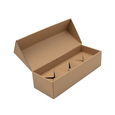 Braune längliche Geschenkbox für 3 Gläser