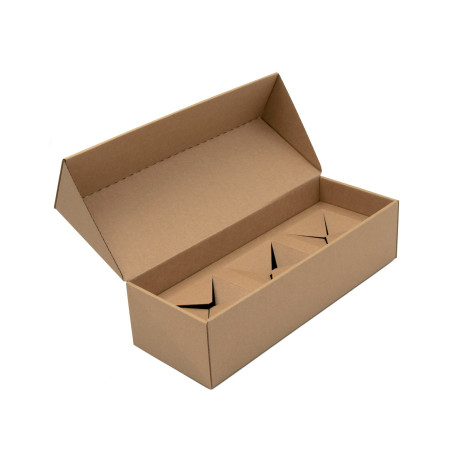 Braune längliche Geschenkbox für 3 Gläser
