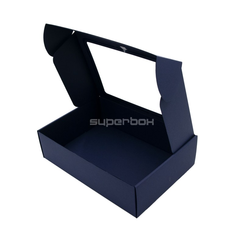 Dunkelblaue A4-Geschenkbox mit Fenster Dunkelblaue A4-Geschenkbox mit Fenster