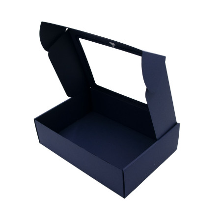 Dunkelblaue A4-Geschenkbox mit Fenster