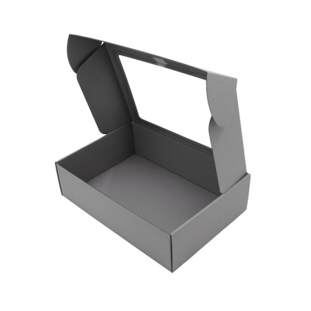 Graue A4-Geschenkbox mit Fenster