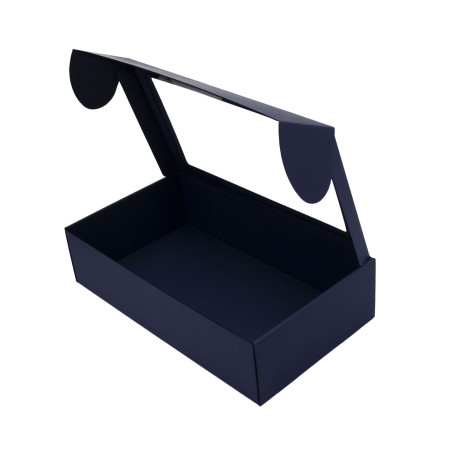 Marineblaue Geschenkbox mit Klarsichtfenster
