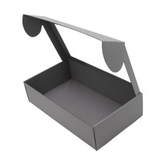 Schöne graue Geschenkbox mit Klarsichtfenster