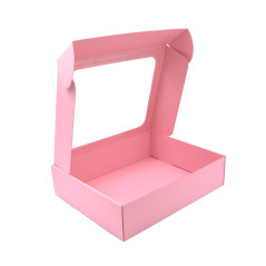 Große rosa Geschenkbox mit klarem PVC-Fenster