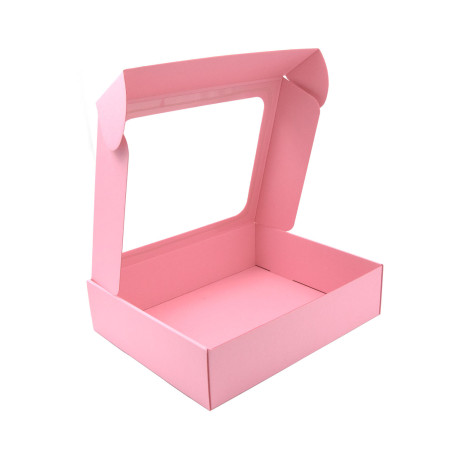 Große rosa Geschenkbox mit klarem PVC-Fenster