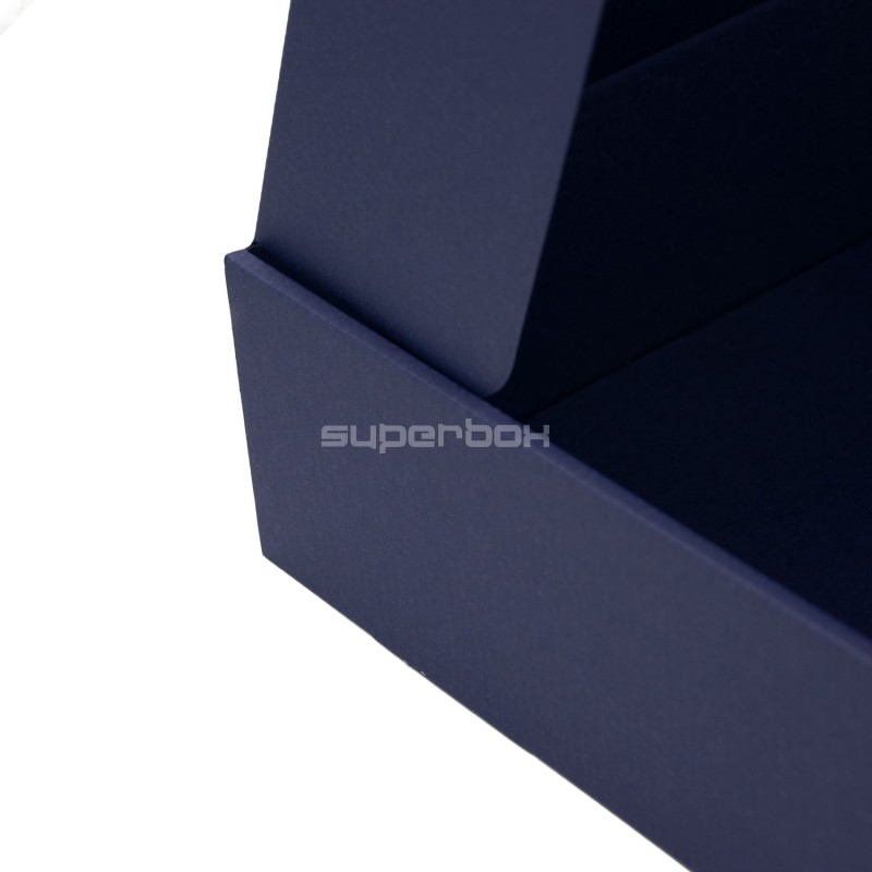 Elegante dunkelblaue Geschenkbox für 3 Flaschen