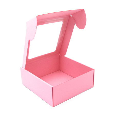 Rosa Box mit PVC-Fenster zum Verpacken von Sauce-Gläsern