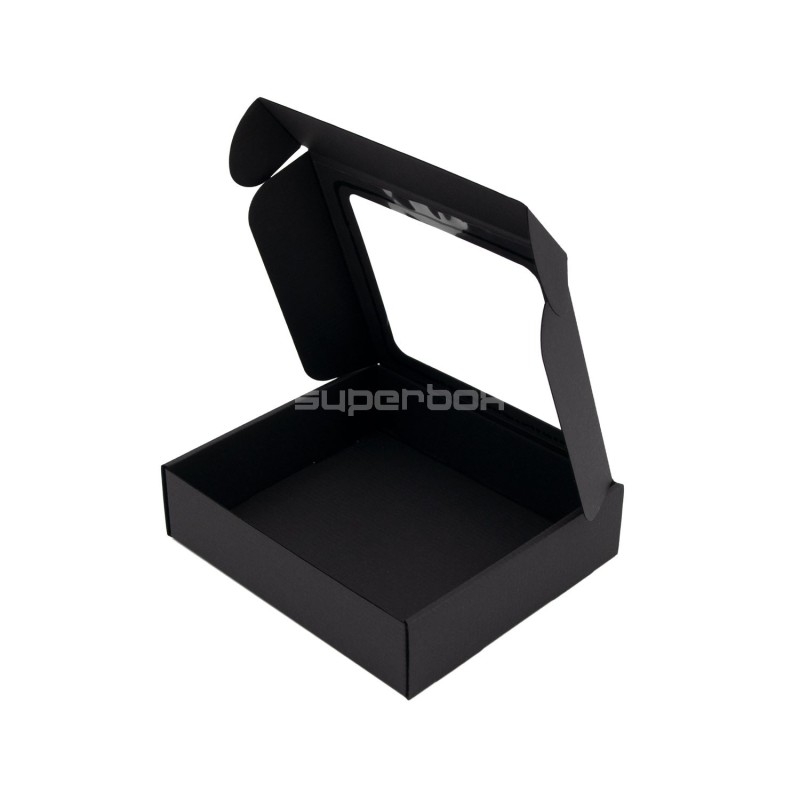 Kleine schwarze Geschenkbox mit PVC-Fenster