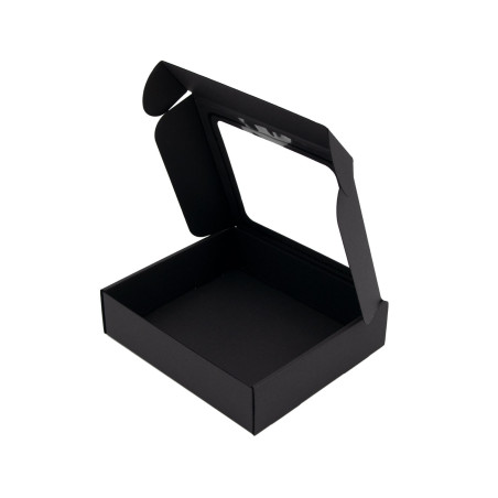 Kleine schwarze Geschenkbox mit PVC-Fenster