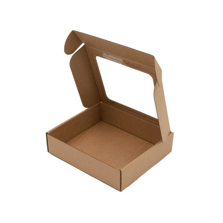 Kleine braune Geschenkbox mit PVC-Fenster