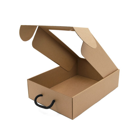 Braune Koffer-Geschenkbox mit rechteckigem Fenster