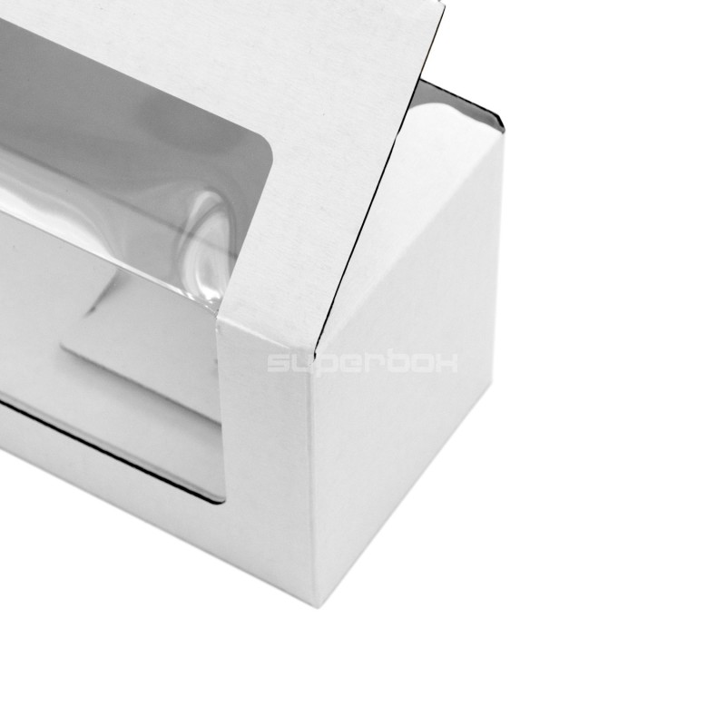 Original weiße Geschenkbox für drei Gläser mit PVC-Fenster