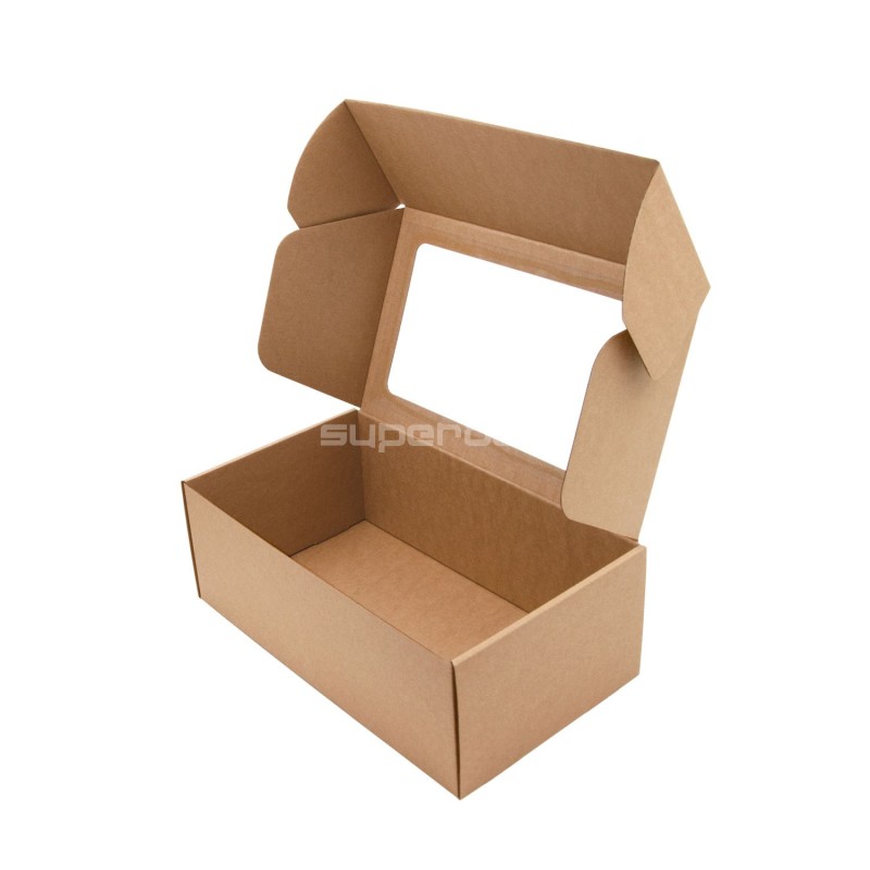 Natürliche braune Box mit Fenster, 11 cm hoch