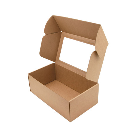 Natürliche braune Box mit Fenster, 11 cm hoch