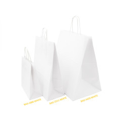 Große weiße Papiertüte mit Papierkordelgriffen