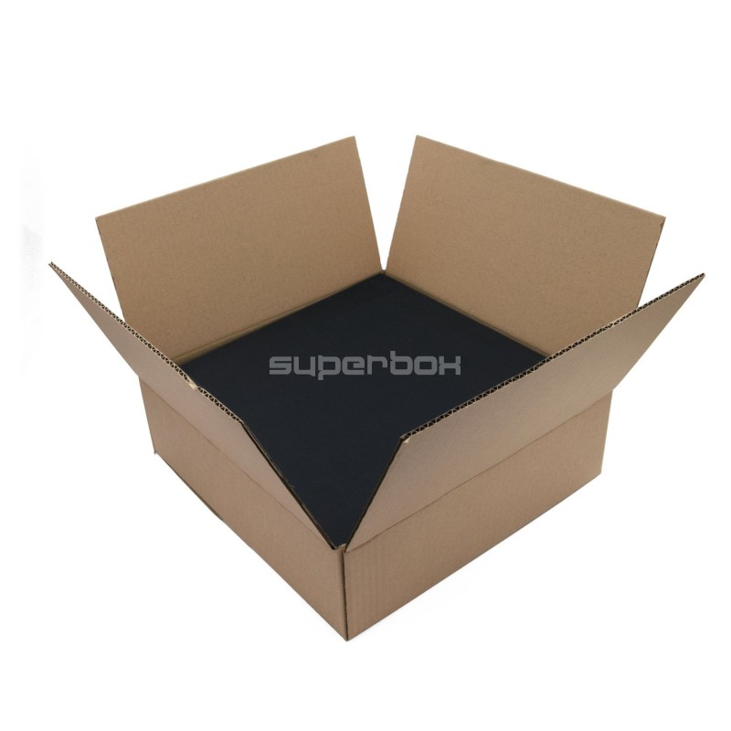 Schwarze quadratische Geschenkbox mit Fenster, Höhe 10 cm