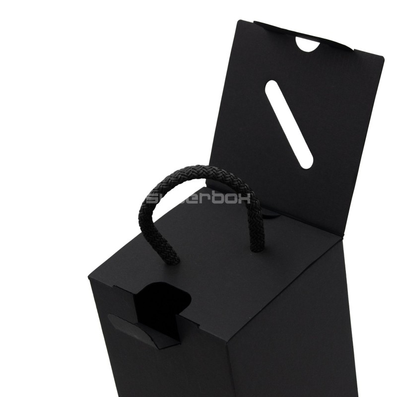 Vertikale schwarze Ölflaschen-Geschenkbox mit Griff
