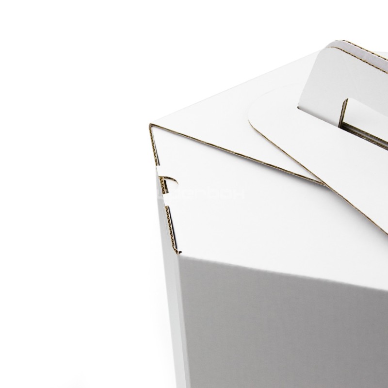 Weiße Geschenkbox für litauischen Baumkuchen, 345 mm Höhe