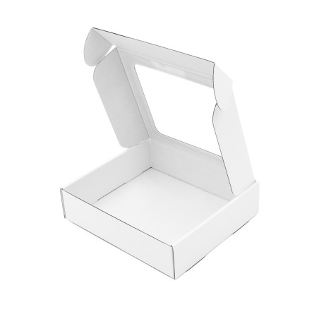 Kleine weiße Geschenkbox mit PVC-Fenster, 5 cm hoch