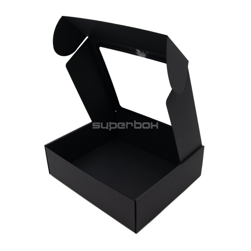 Stabile schwarze Box mit Fenster, 9 cm hoch