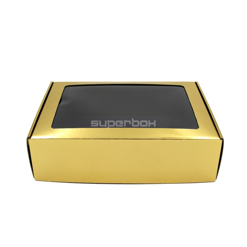 Spiegelbox in Gold, A4-Format mit PVC-Fenster Spiegelbox in Gold, A4-Format mit PVC-Fenster