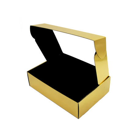 Spiegelbox in Gold, A4-Format mit PVC-Fenster