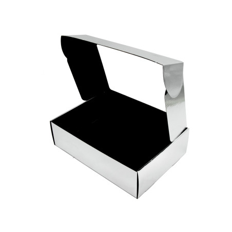 Spiegelbox in Silber, A4-Format mit PVC-Fenster