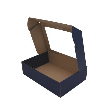 Dunkelblaue A4-Geschenkbox mit Fenster