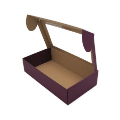 Purpurrote Geschenkbox mit transparentem Fenster
