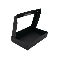 Schwarze Geschenkbox mit PVC-Fenster, 5 cm hoch