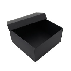 Große schwarze quadratische Box, 15 cm hoch, mit Deckel