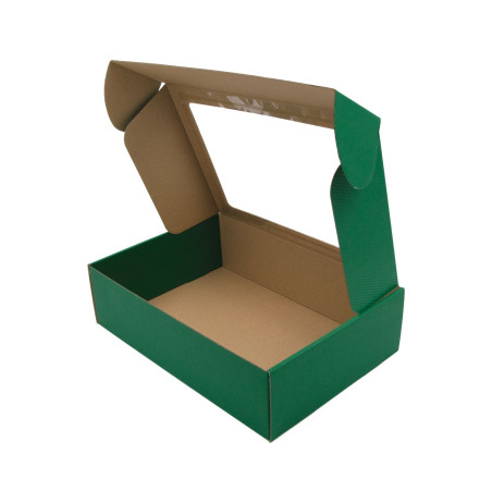 Öko-grüne A4-Box mit Fenster und Linien