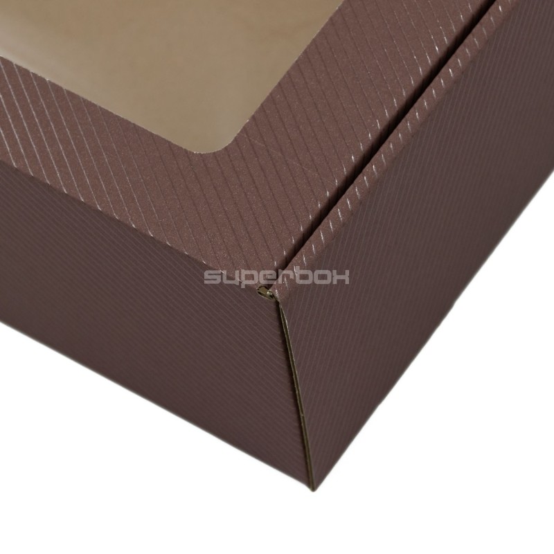 Mocca A4-Box mit Fenster und Linien