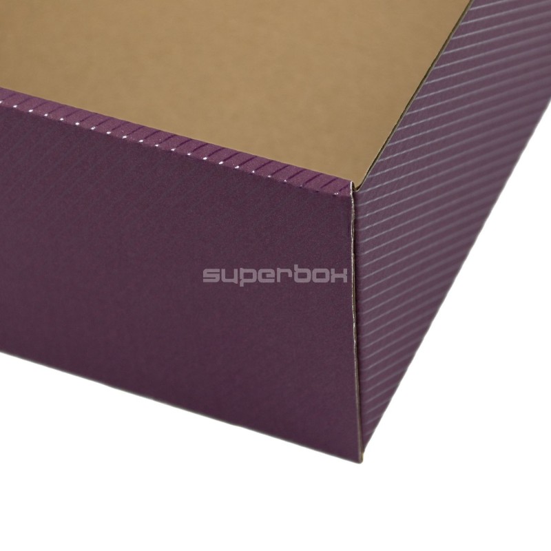 Verlängerte violette PREMIUM-Geschenkbox mit Klarsichtfenster und Linien