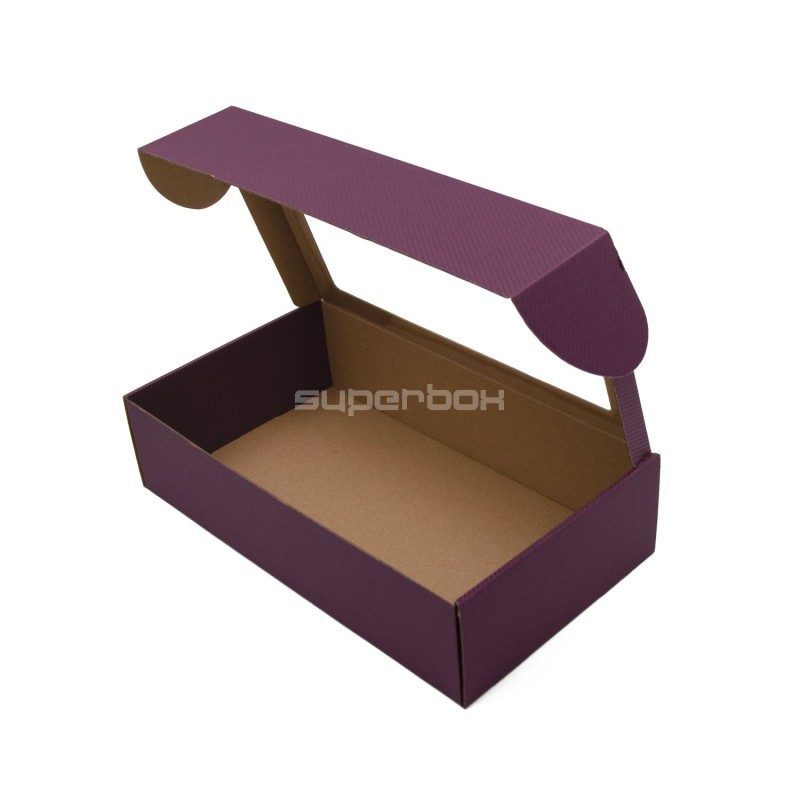 Verlängerte violette PREMIUM-Geschenkbox mit Klarsichtfenster und Linien