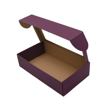 Verlängerte violette PREMIUM-Geschenkbox mit Klarsichtfenster und Linien