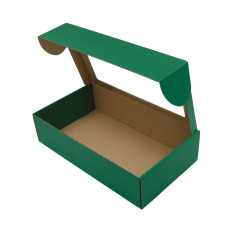 Verlängerte grüne PREMIUM-Geschenkbox mit Klarsichtfenster und Linien