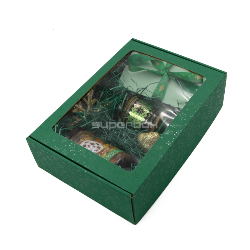 Grüne Weihnachts-A4-Geschenkbox GRÜNE BEEREN