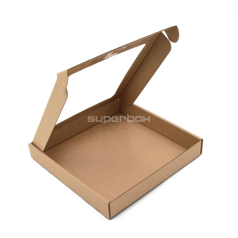 Braune Box mit PVC-Fenster, 3 cm hoch