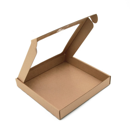 Braune Box mit PVC-Fenster, 3 cm hoch