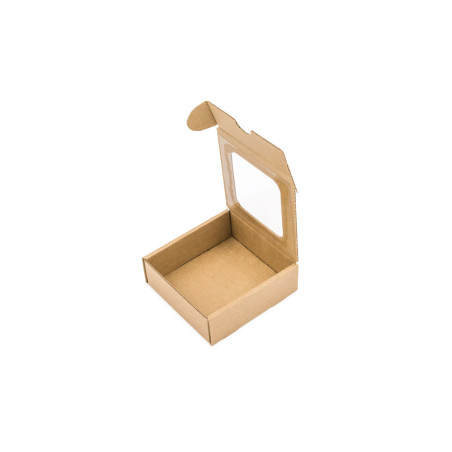 Braune Mini-Box aus Wellpappe mit Fenster