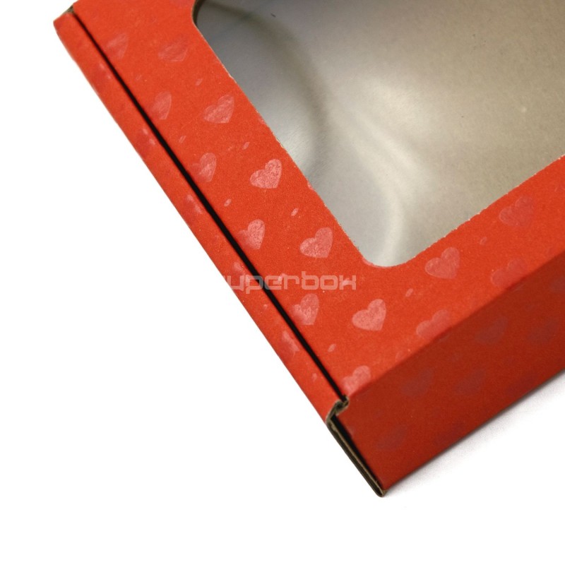 Schöne Mini-Rote Box mit PVC-Fenster und HERZEN