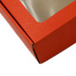 Rote Box mit Fenster und Herzen Muster | 185x195x60 mm | Superbox