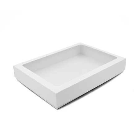 Balta universali dviejų dalių dėžutė be langelio 8,5 cm gylio
