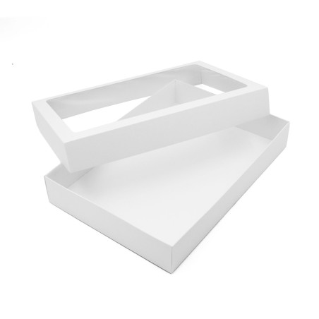 Weiße zweiteilige Box mit PVC-Fenster, 5 cm hoch