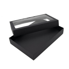 Schwarze zweiteilige Box mit PVC-Fenster, 5 cm hoch