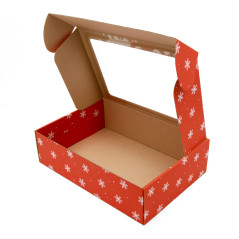 Rote A4-Geschenkbox SCHNEEFLOCKEN