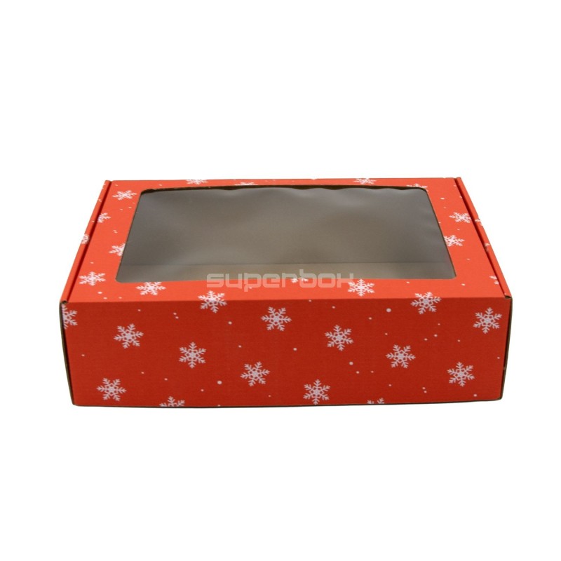 Rote A4-Geschenkbox SCHNEEFLOCKEN Rote A4-Geschenkbox SCHNEEFLOCKEN